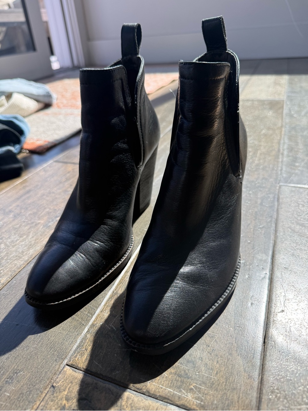 Black Leather Women's Ankle Boots